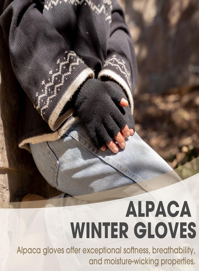 Rahhint Alpaca Wool Fingerless Gloves for Men Women Half Finger Winter Knitted Gloves for Fishing Hunting Driving Typing - Image 2